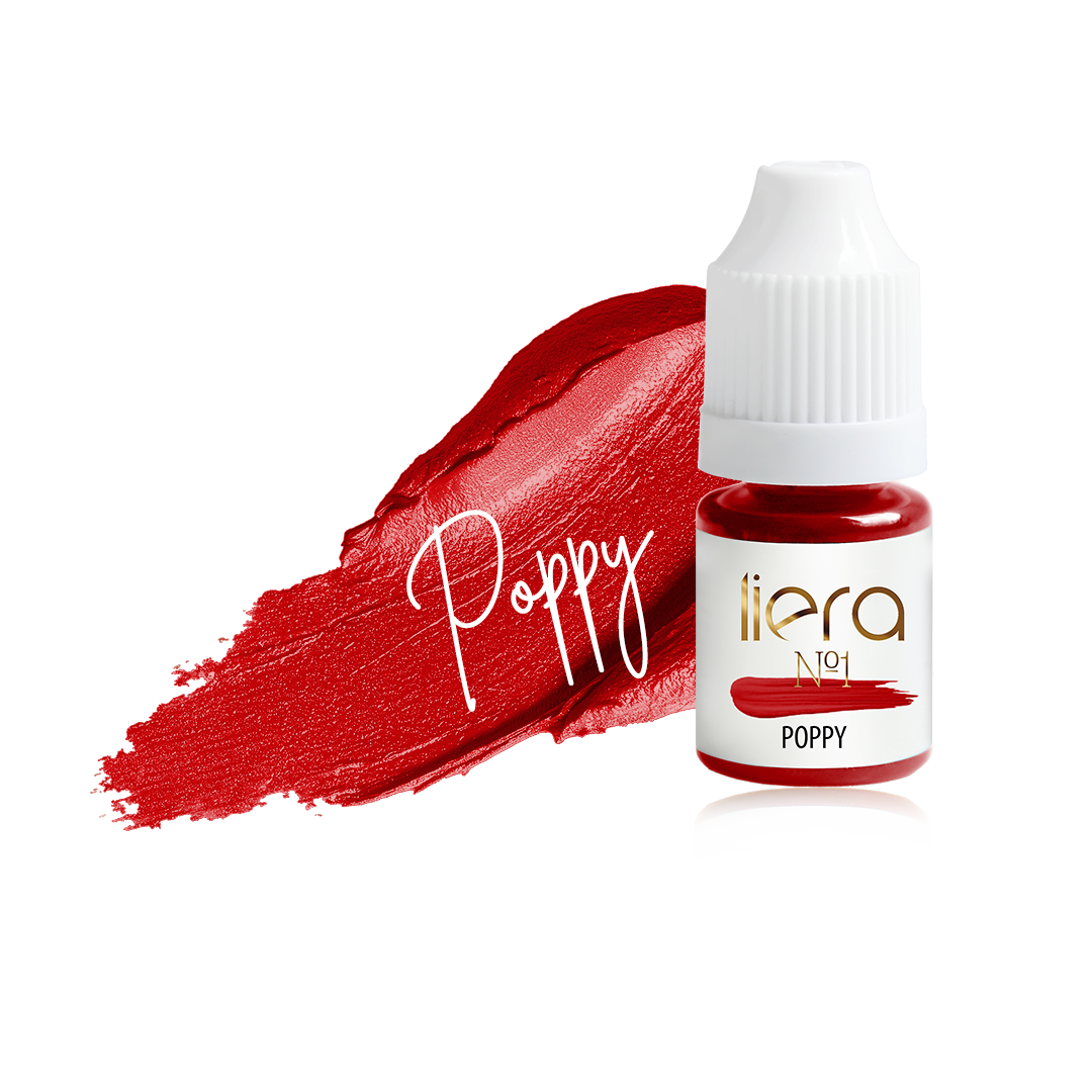 intensywne czerwone usta Poppy Liera efekt PMU