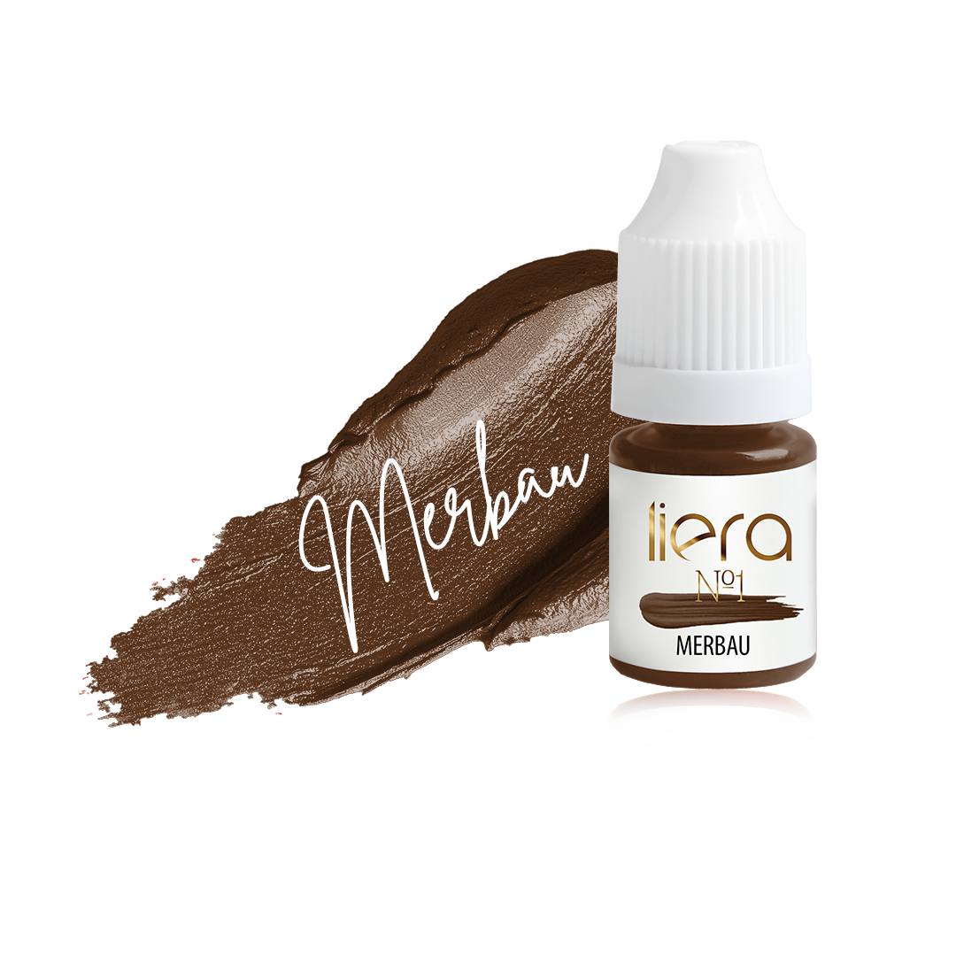 Merbau, Liera Merbau, pigment do brwi, pigment PMU do brwi, ciepły brąz do brwi, kasztanowy brąz, pigment nieorganiczny, Liera Brows Collection, makijaż permanentny brwi, pigmenty Liera