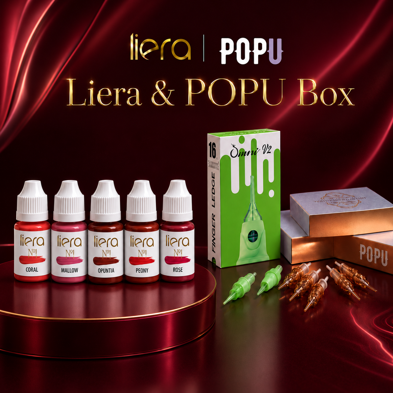 Liera × POPU Brows Box – pigmenty do ust i kartridże PMU