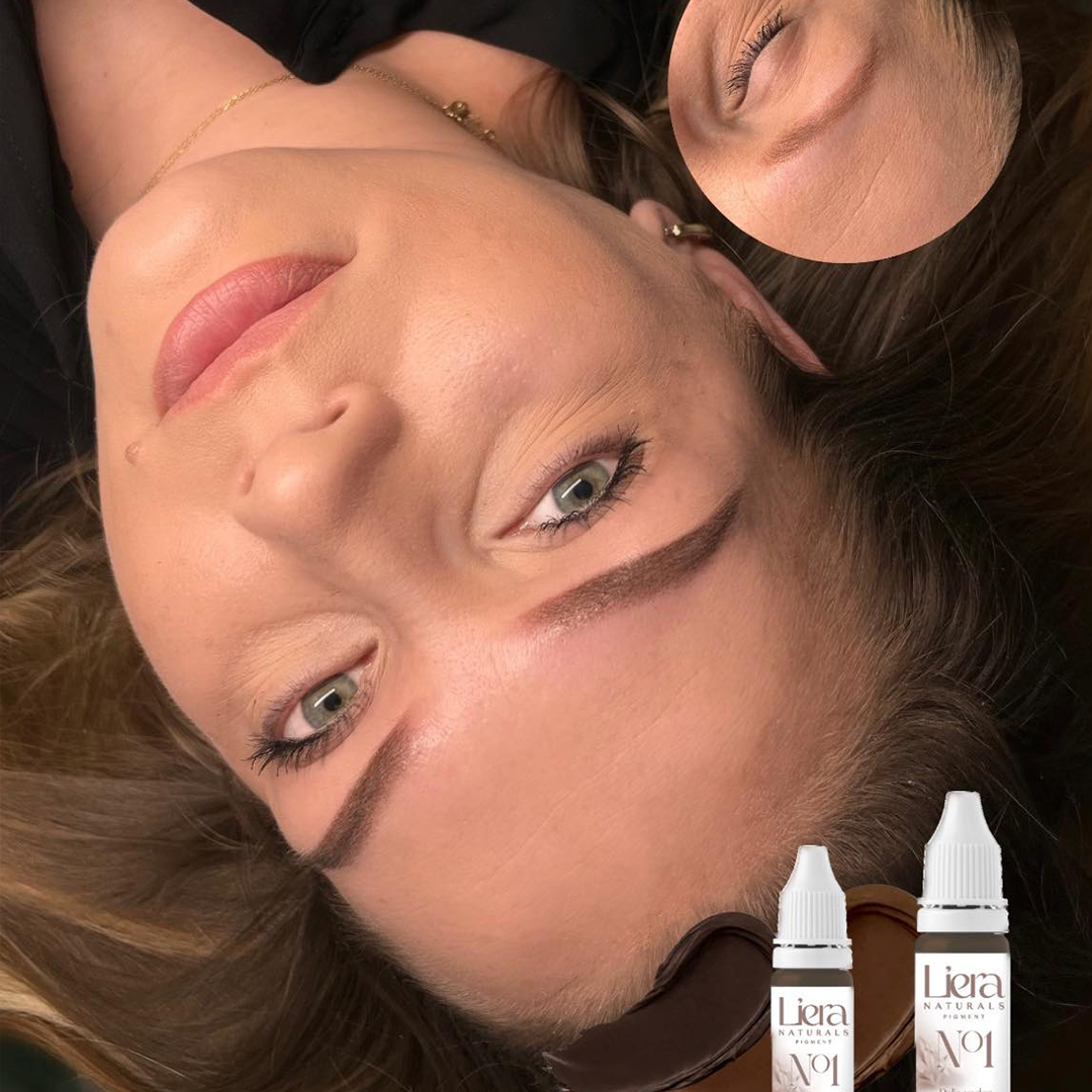 Natalia Zielińska brwi Praca Natalii Zielińskiej, ambasadora marki Liera, pigmenty Liera Naturals Dark Brown + palisander